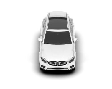 Beyaz SUV beyaz arka planda izole edilmiş. 3d görüntüleme - illüstrasyon