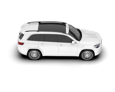 Beyaz SUV beyaz arka planda izole edilmiş. 3d görüntüleme - illüstrasyon