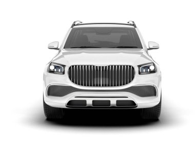 Beyaz SUV beyaz arka planda izole edilmiş. 3d görüntüleme - illüstrasyon
