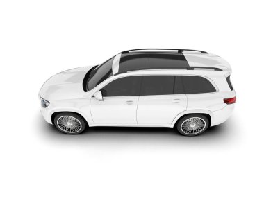 Beyaz SUV beyaz arka planda izole edilmiş. 3d görüntüleme - illüstrasyon