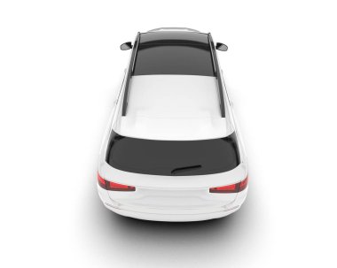 Beyaz SUV beyaz arka planda izole edilmiş. 3d görüntüleme - illüstrasyon