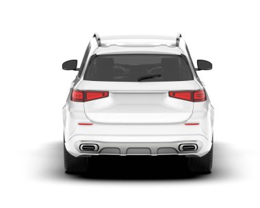 Beyaz SUV beyaz arka planda izole edilmiş. 3d görüntüleme - illüstrasyon