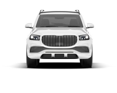 Beyaz SUV beyaz arka planda izole edilmiş. 3d görüntüleme - illüstrasyon