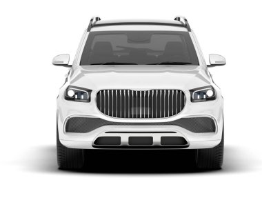 Beyaz SUV beyaz arka planda izole edilmiş. 3d görüntüleme - illüstrasyon