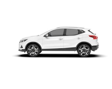 Beyaz SUV beyaz arka planda izole edilmiş. 3d görüntüleme - illüstrasyon