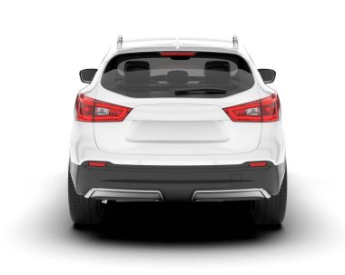 Beyaz SUV beyaz arka planda izole edilmiş. 3d görüntüleme - illüstrasyon