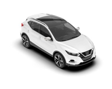 Beyaz SUV beyaz arka planda izole edilmiş. 3d görüntüleme - illüstrasyon