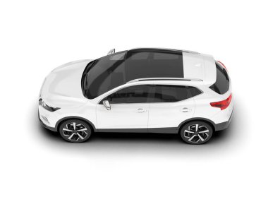 Beyaz SUV beyaz arka planda izole edilmiş. 3d görüntüleme - illüstrasyon