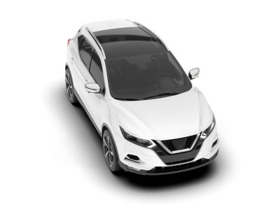 Beyaz SUV beyaz arka planda izole edilmiş. 3d görüntüleme - illüstrasyon