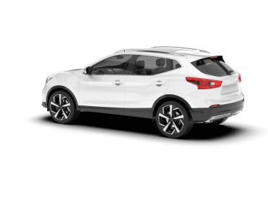 Beyaz SUV beyaz arka planda izole edilmiş. 3d görüntüleme - illüstrasyon