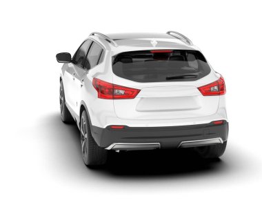 Beyaz SUV beyaz arka planda izole edilmiş. 3d görüntüleme - illüstrasyon