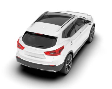 Beyaz SUV beyaz arka planda izole edilmiş. 3d görüntüleme - illüstrasyon