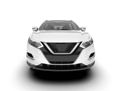 Beyaz SUV beyaz arka planda izole edilmiş. 3d görüntüleme - illüstrasyon