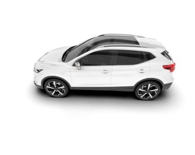 Beyaz SUV beyaz arka planda izole edilmiş. 3d görüntüleme - illüstrasyon