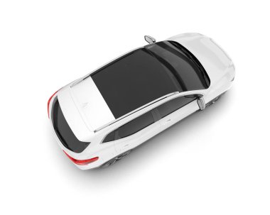 Beyaz SUV beyaz arka planda izole edilmiş. 3d görüntüleme - illüstrasyon