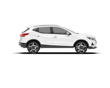 Beyaz SUV beyaz arka planda izole edilmiş. 3d görüntüleme - illüstrasyon
