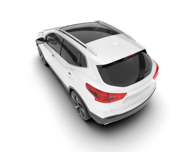 Beyaz SUV beyaz arka planda izole edilmiş. 3d görüntüleme - illüstrasyon