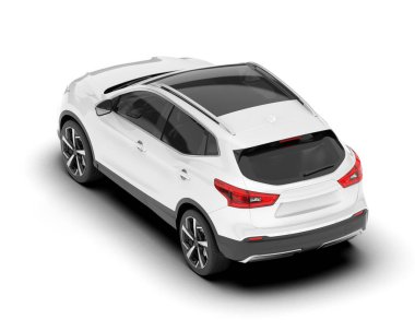 Beyaz SUV beyaz arka planda izole edilmiş. 3d görüntüleme - illüstrasyon