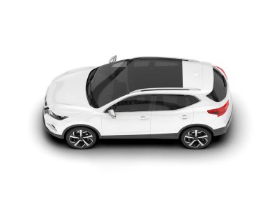 Beyaz SUV beyaz arka planda izole edilmiş. 3d görüntüleme - illüstrasyon