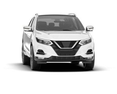 Beyaz SUV beyaz arka planda izole edilmiş. 3d görüntüleme - illüstrasyon