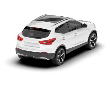 Beyaz SUV beyaz arka planda izole edilmiş. 3d görüntüleme - illüstrasyon