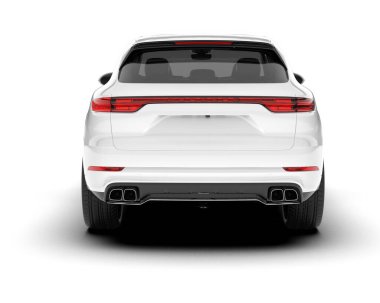 Beyaz SUV beyaz arka planda izole edilmiş. 3d görüntüleme - illüstrasyon