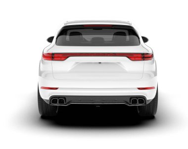 Beyaz SUV beyaz arka planda izole edilmiş. 3d görüntüleme - illüstrasyon