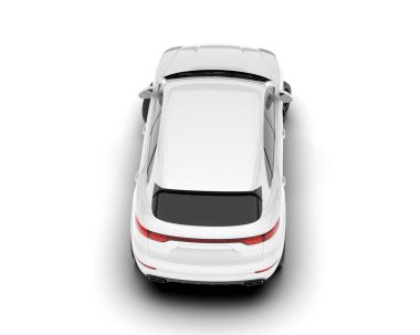 Beyaz SUV beyaz arka planda izole edilmiş. 3d görüntüleme - illüstrasyon