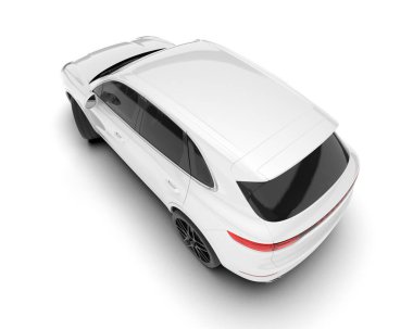 Beyaz SUV beyaz arka planda izole edilmiş. 3d görüntüleme - illüstrasyon