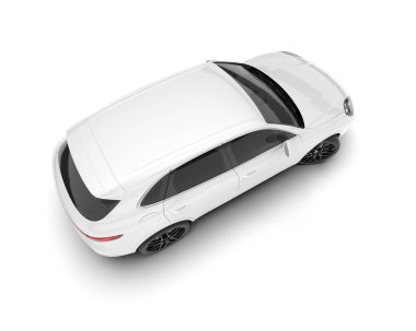 Beyaz SUV beyaz arka planda izole edilmiş. 3d görüntüleme - illüstrasyon