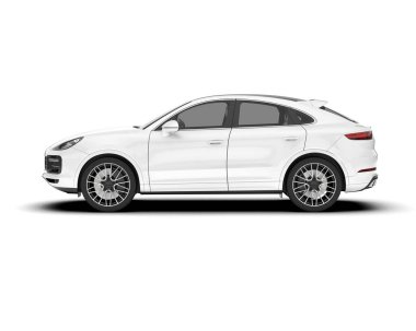Beyaz SUV beyaz arka planda izole edilmiş. 3d görüntüleme - illüstrasyon