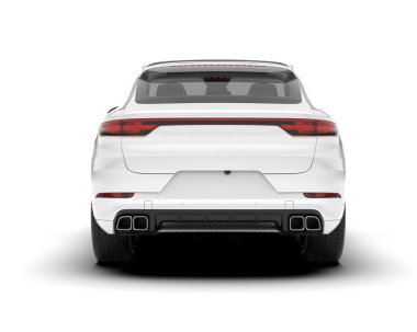 Beyaz SUV beyaz arka planda izole edilmiş. 3d görüntüleme - illüstrasyon