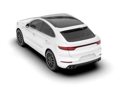 Beyaz SUV beyaz arka planda izole edilmiş. 3d görüntüleme - illüstrasyon