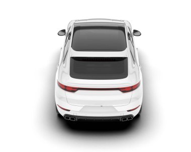 Beyaz SUV beyaz arka planda izole edilmiş. 3d görüntüleme - illüstrasyon