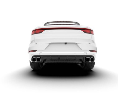 Beyaz SUV beyaz arka planda izole edilmiş. 3d görüntüleme - illüstrasyon