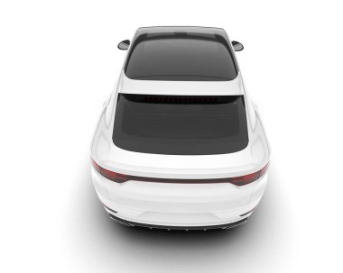 Beyaz SUV beyaz arka planda izole edilmiş. 3d görüntüleme - illüstrasyon