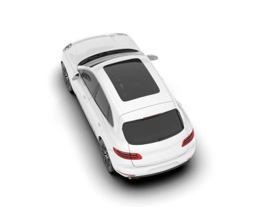 Beyaz SUV beyaz arka planda izole edilmiş. 3d görüntüleme - illüstrasyon