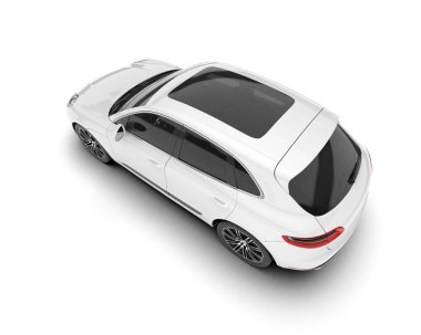 Beyaz SUV beyaz arka planda izole edilmiş. 3d görüntüleme - illüstrasyon