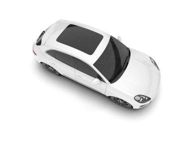 Beyaz SUV beyaz arka planda izole edilmiş. 3d görüntüleme - illüstrasyon