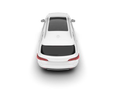 Beyaz SUV beyaz arka planda izole edilmiş. 3d görüntüleme - illüstrasyon