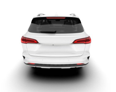 Beyaz SUV beyaz arka planda izole edilmiş. 3d görüntüleme - illüstrasyon