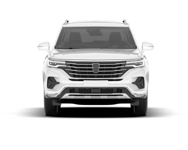 Beyaz SUV beyaz arka planda izole edilmiş. 3d görüntüleme - illüstrasyon
