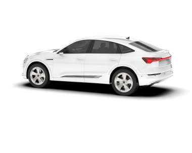 Beyaz SUV beyaz arka planda izole edilmiş. 3d görüntüleme - illüstrasyon