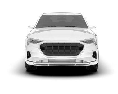 Beyaz SUV beyaz arka planda izole edilmiş. 3d görüntüleme - illüstrasyon