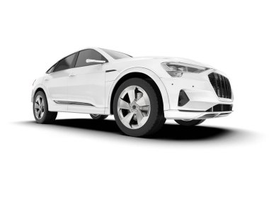 Beyaz SUV beyaz arka planda izole edilmiş. 3d görüntüleme - illüstrasyon