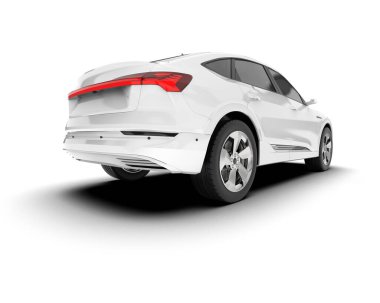 Beyaz SUV beyaz arka planda izole edilmiş. 3d görüntüleme - illüstrasyon