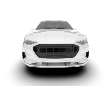 Beyaz SUV beyaz arka planda izole edilmiş. 3d görüntüleme - illüstrasyon