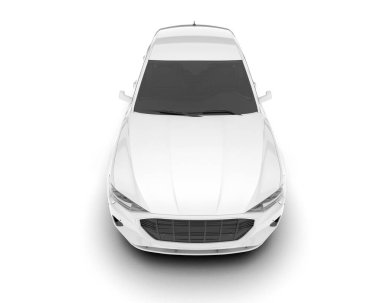 Beyaz SUV beyaz arka planda izole edilmiş. 3d görüntüleme - illüstrasyon