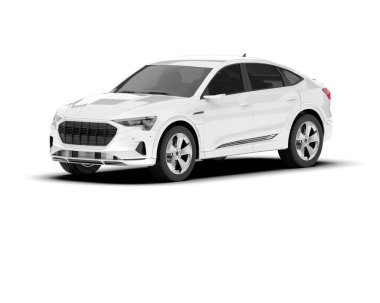 Beyaz SUV beyaz arka planda izole edilmiş. 3d görüntüleme - illüstrasyon