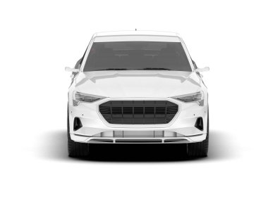 Beyaz SUV beyaz arka planda izole edilmiş. 3d görüntüleme - illüstrasyon